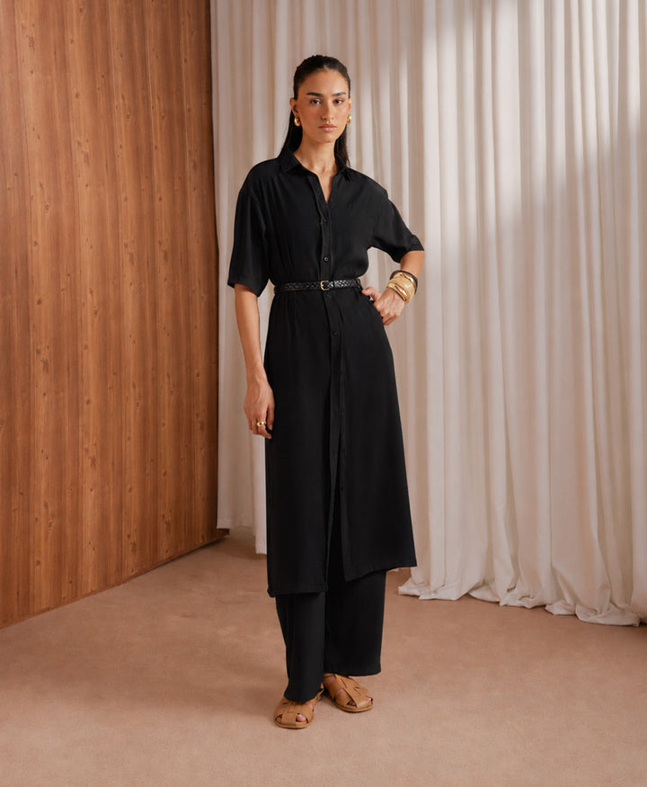 Black Sleek Shirt Dress (Women)