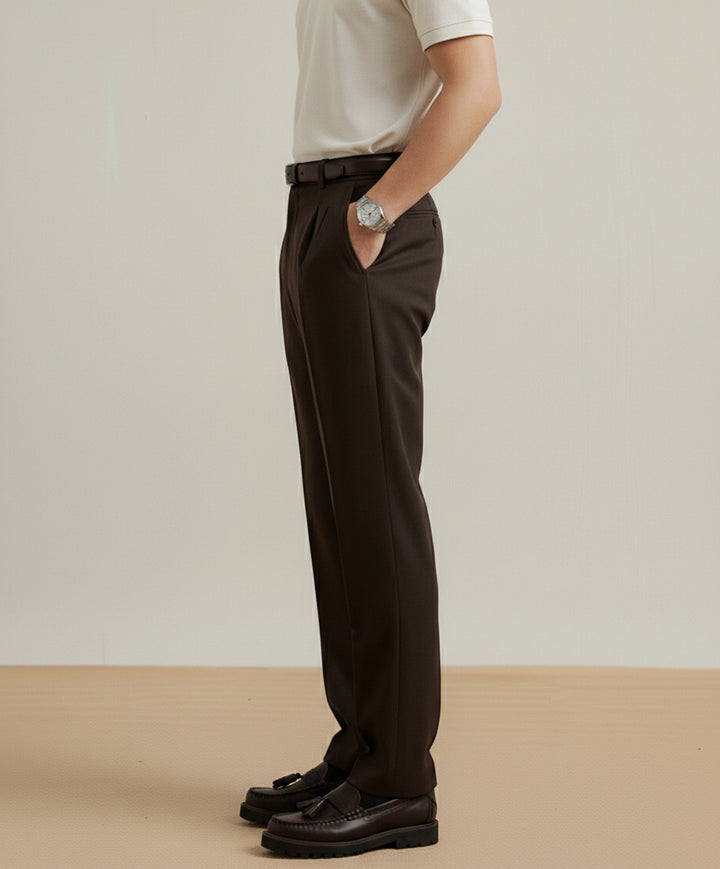 Brown Pleated Dress Pant