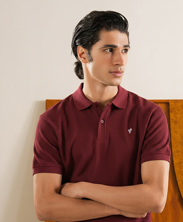 Wine Waffle knit POLO