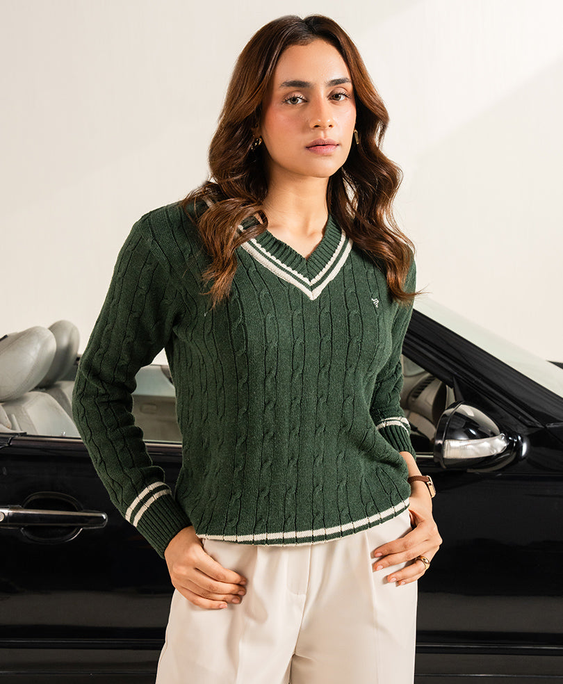Classic Green Cricket Sweater (Women)