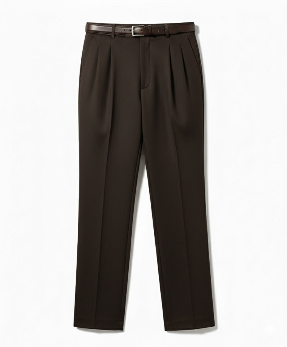 Brown Pleated Dress Pant