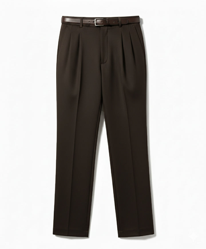 Brown Pleated Dress Pant