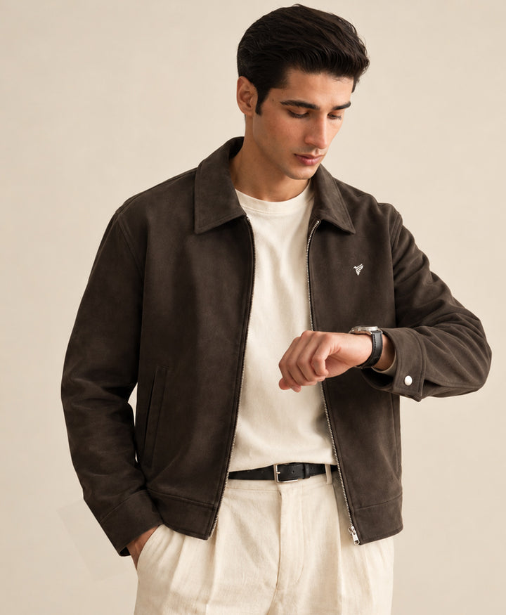 Chocolate Matte Suede Jacket