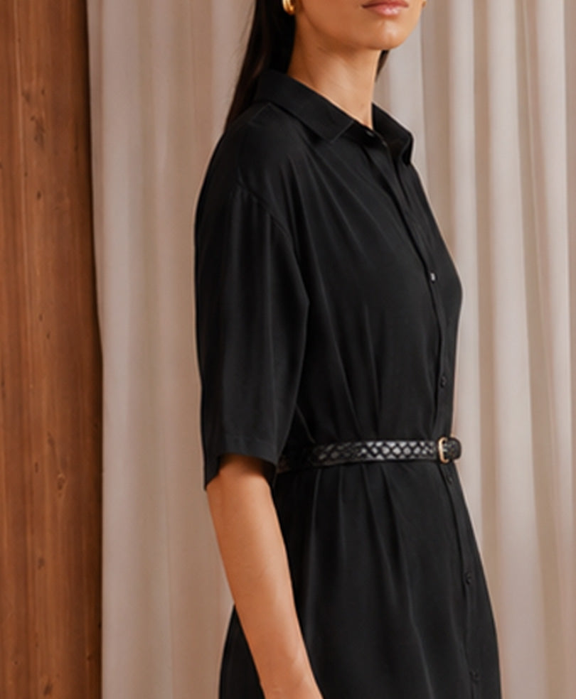 Black Sleek Shirt Dress (Women)