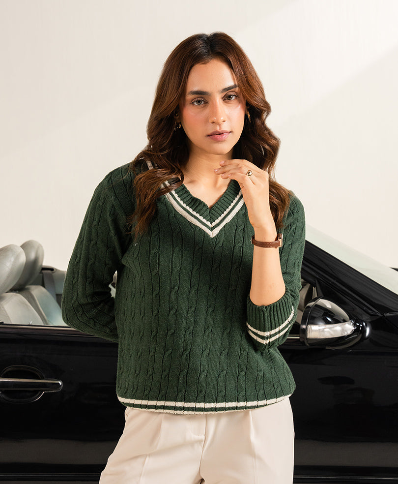 Classic Green Cricket Sweater (Women)