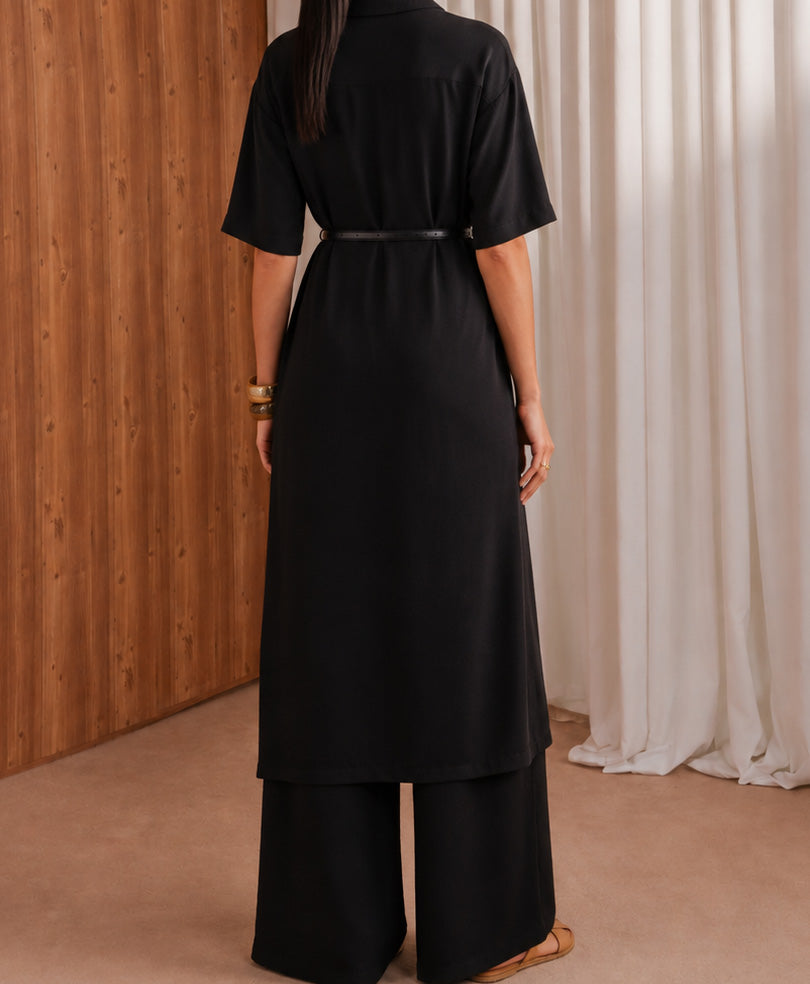Black Sleek Shirt Dress (Women)