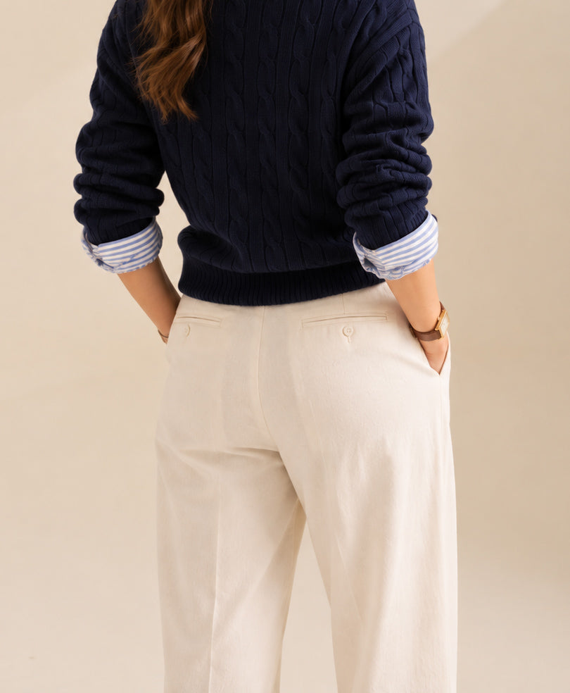 Navy Cable Knit Sweater (Women)