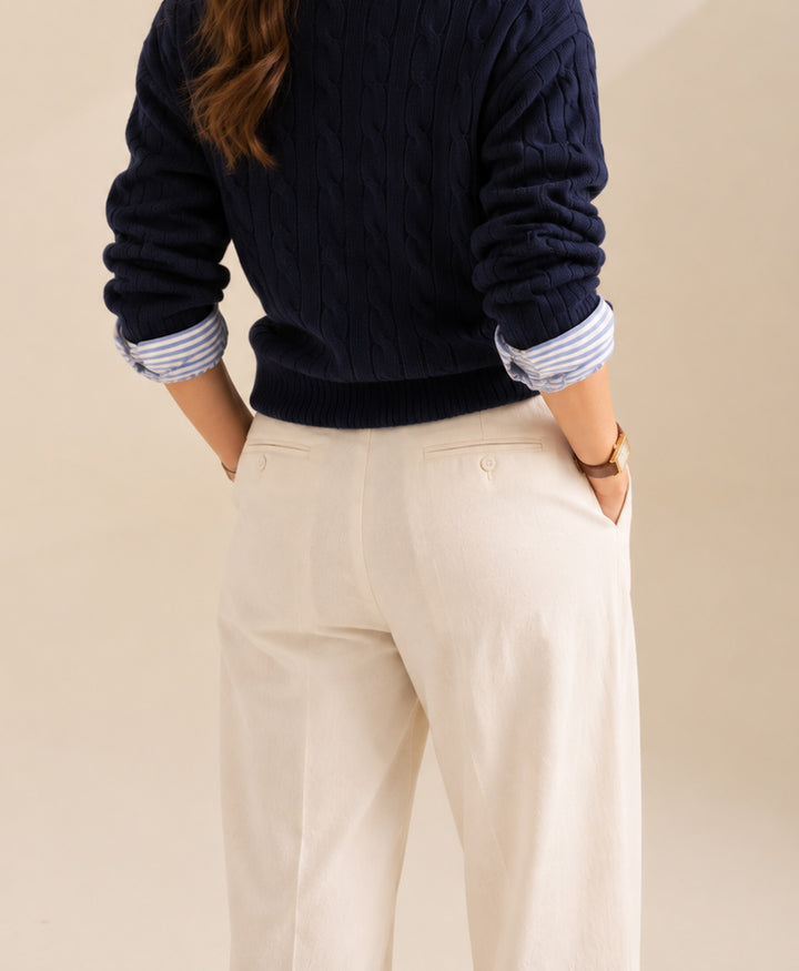 Navy Cable Knit Sweater (Women)