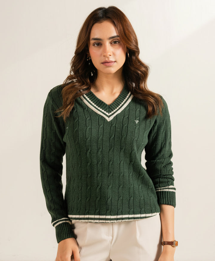 Classic Green Cricket Sweater (Women)