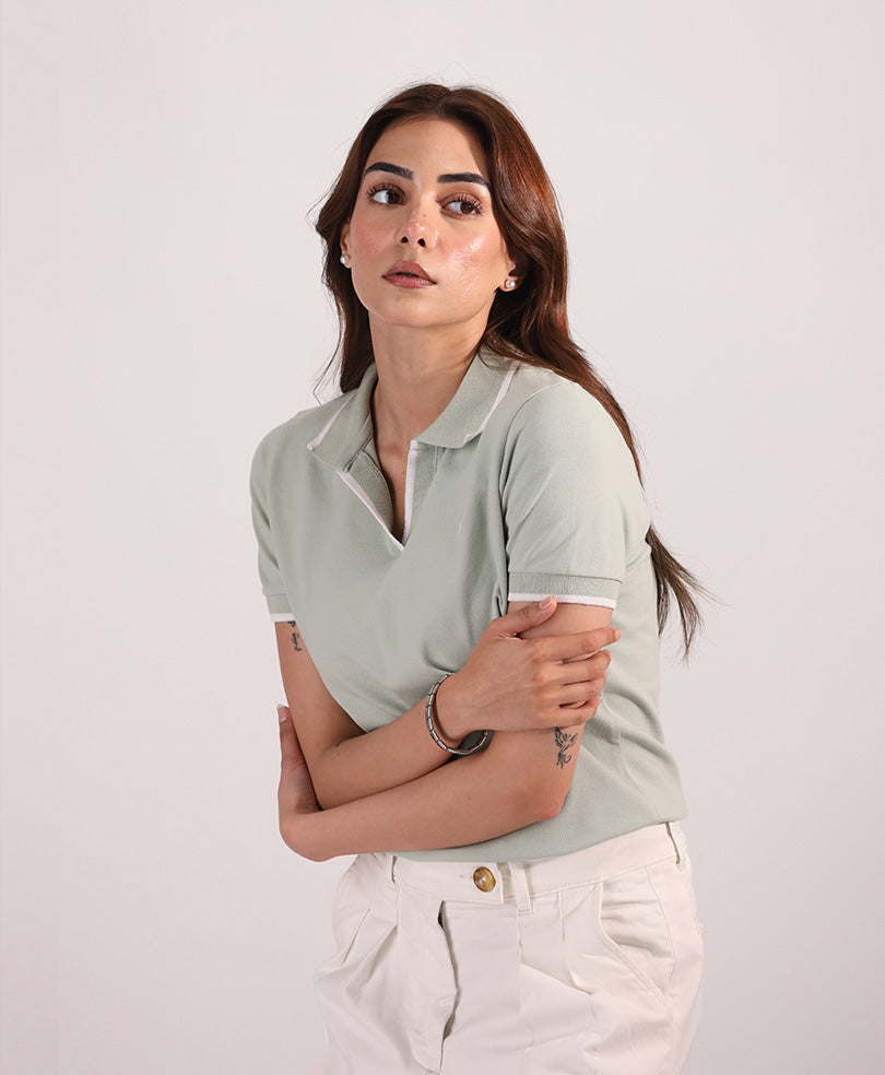 Mint V-Neck POLO (Women)