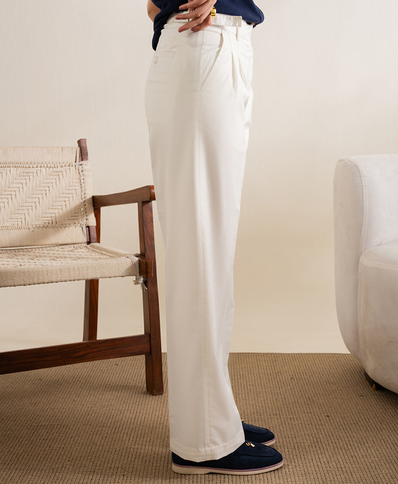 Cream Dual Side Tab Ghurka Pants (Women)
