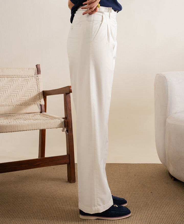Cream Dual Side Tab Ghurka Pants (Women)