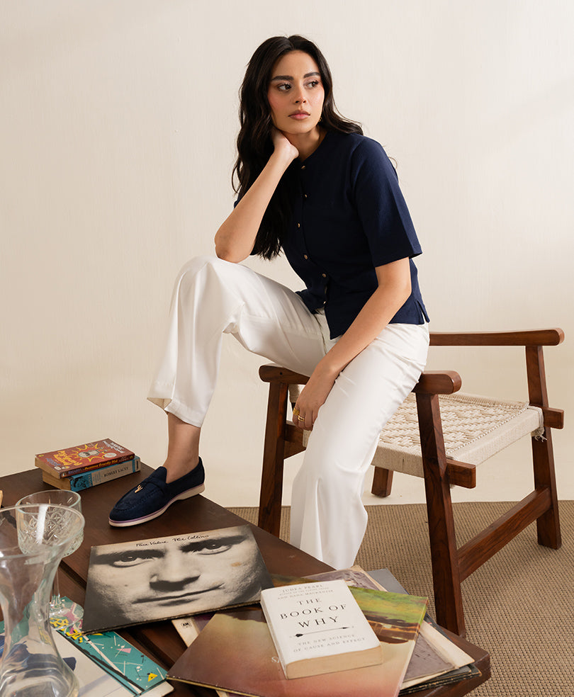 Cream Dual Side Tab Ghurka Pants (Women)