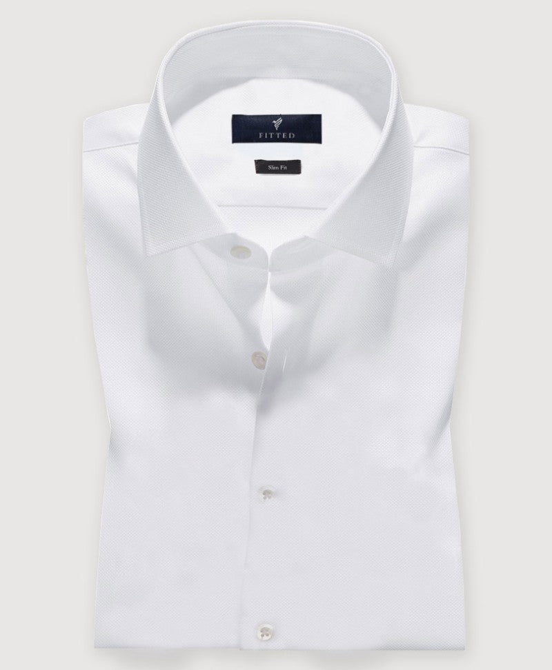 Textured White Shirt (Slim Fit)