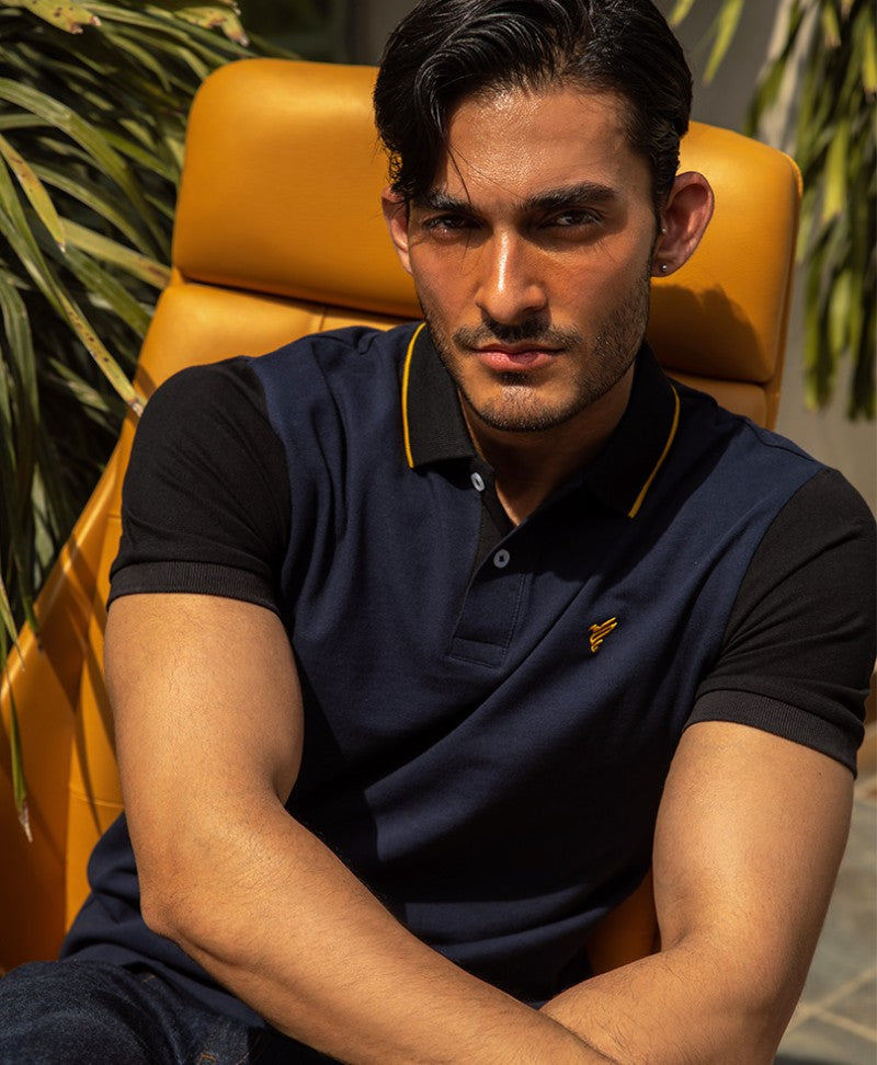 Black sports polo outlet shirt