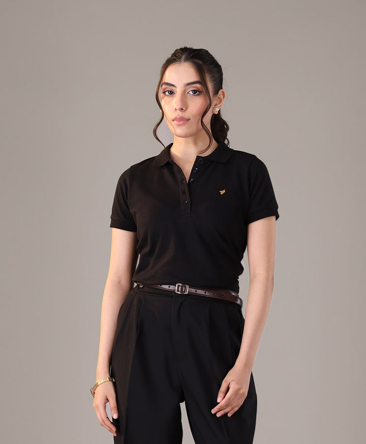 Black Classic Buttoned POLO (Women)