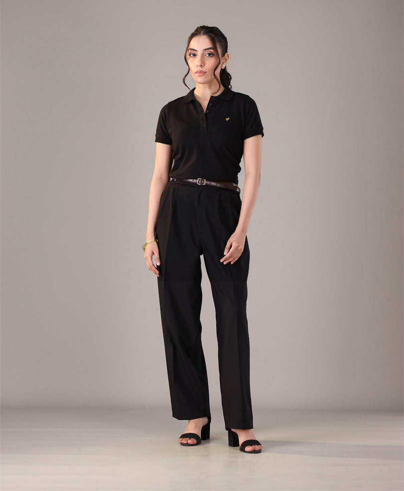 Black Classic Buttoned POLO (Women)