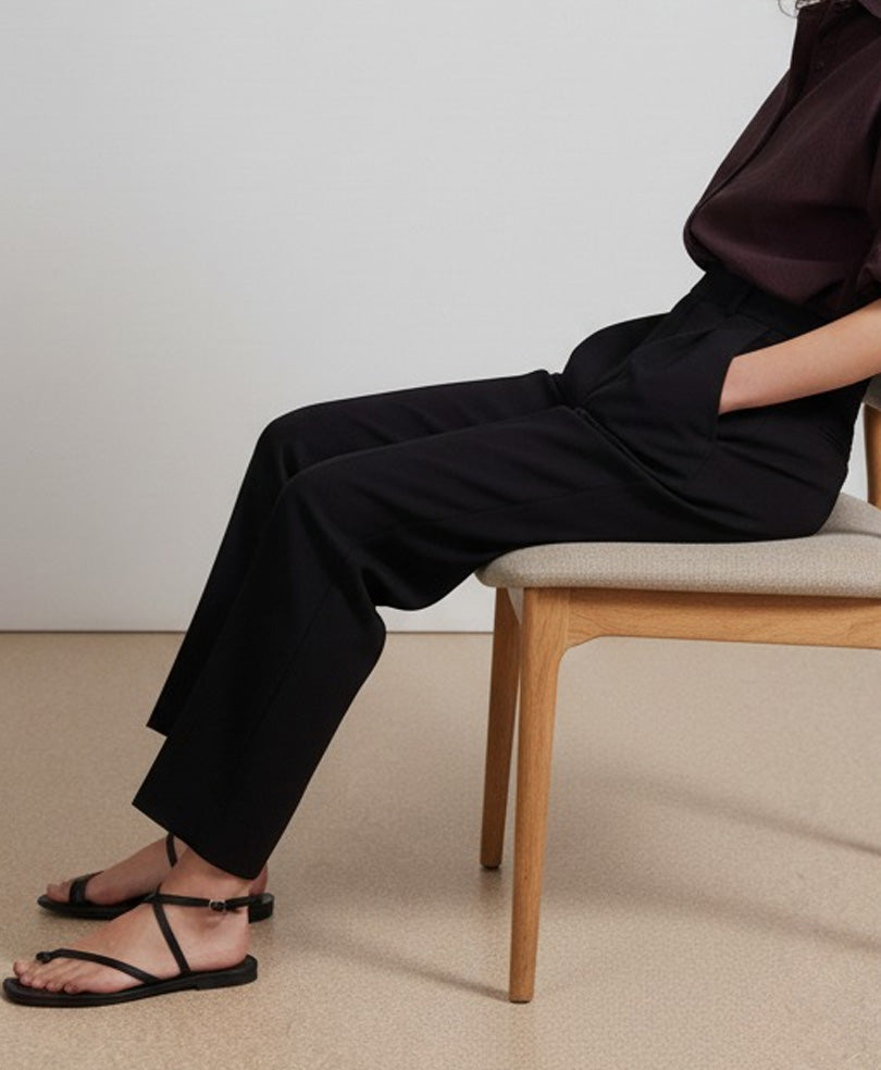 Black Formal Straight Fit Pants (Women)