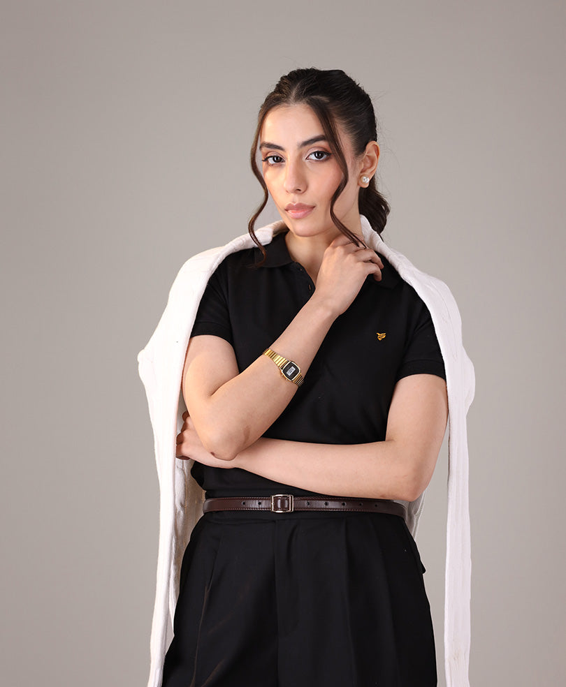 Black Classic Buttoned POLO (Women)