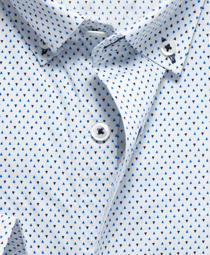 White Button down Printed Shirt (Modern Fit)