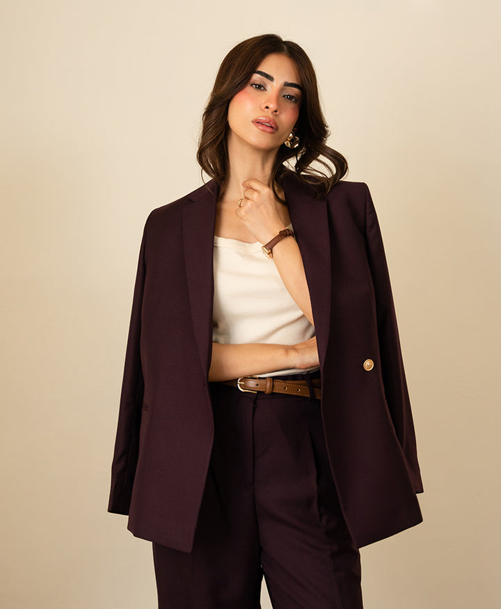 Montclair Burgundy Tailored Pants (Women)