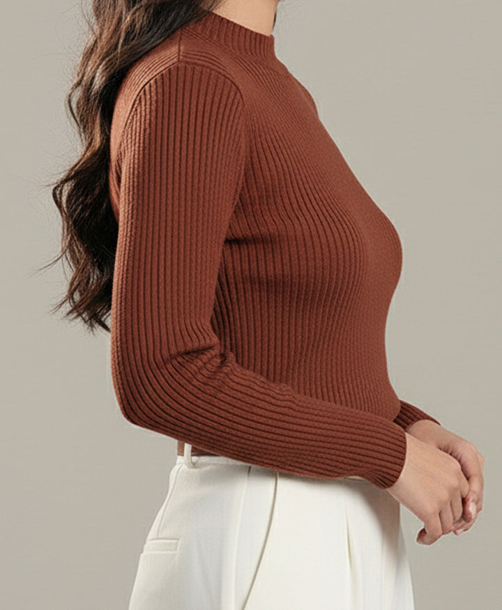 Rustic Maroon Mock Neck Sweater (Women)