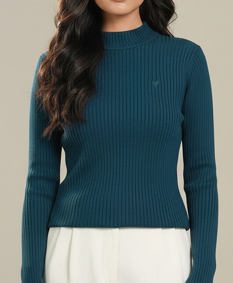 Teal Mock Neck Sweater (Women)