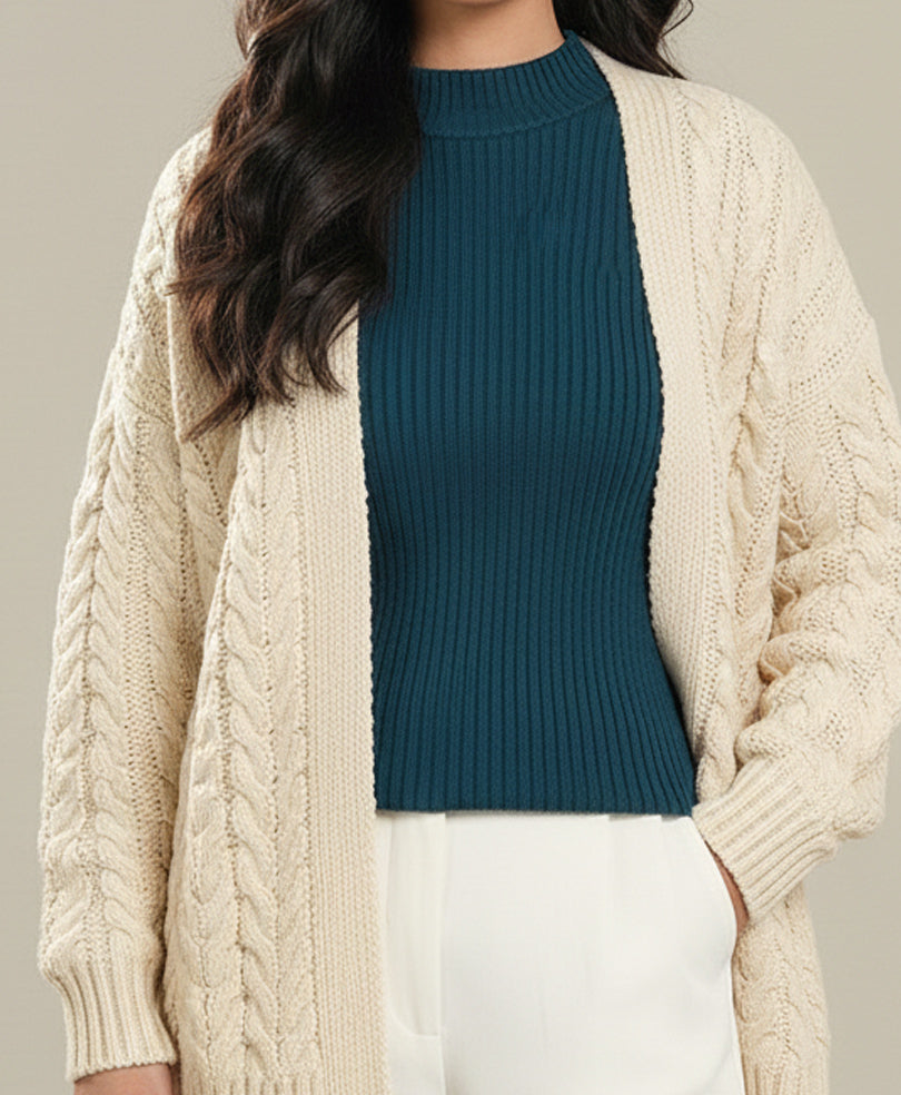 Teal Mock Neck Sweater (Women)