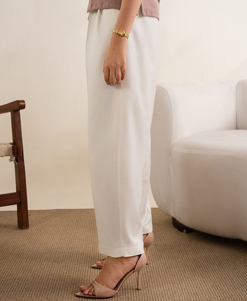 Cream Tapered Pants (Women)