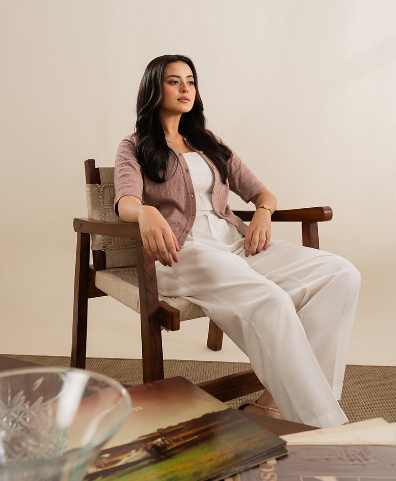 Cream Tapered Pants (Women)