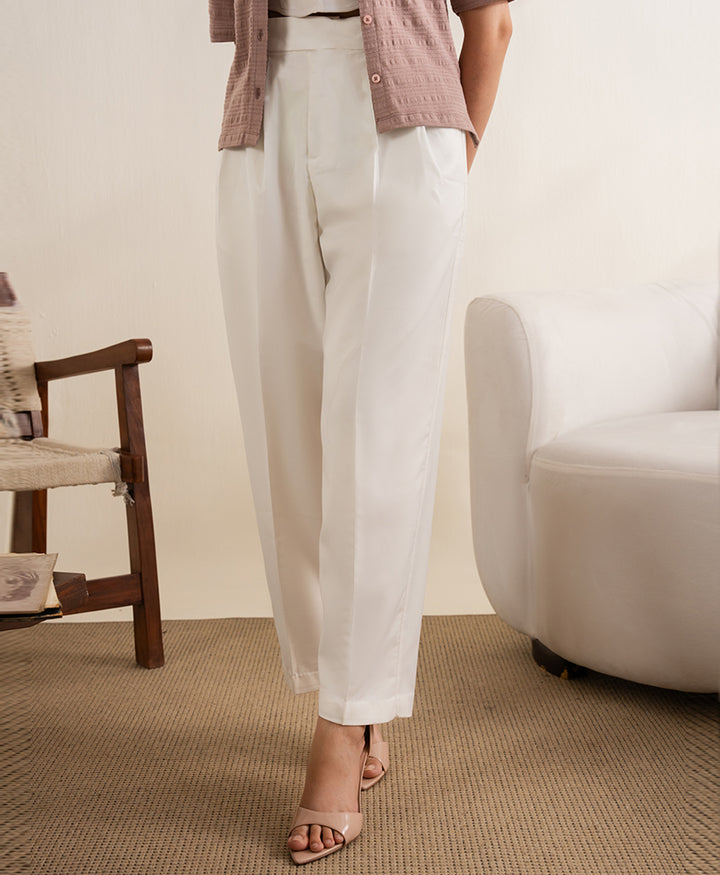 Cream Tapered Pants (Women)